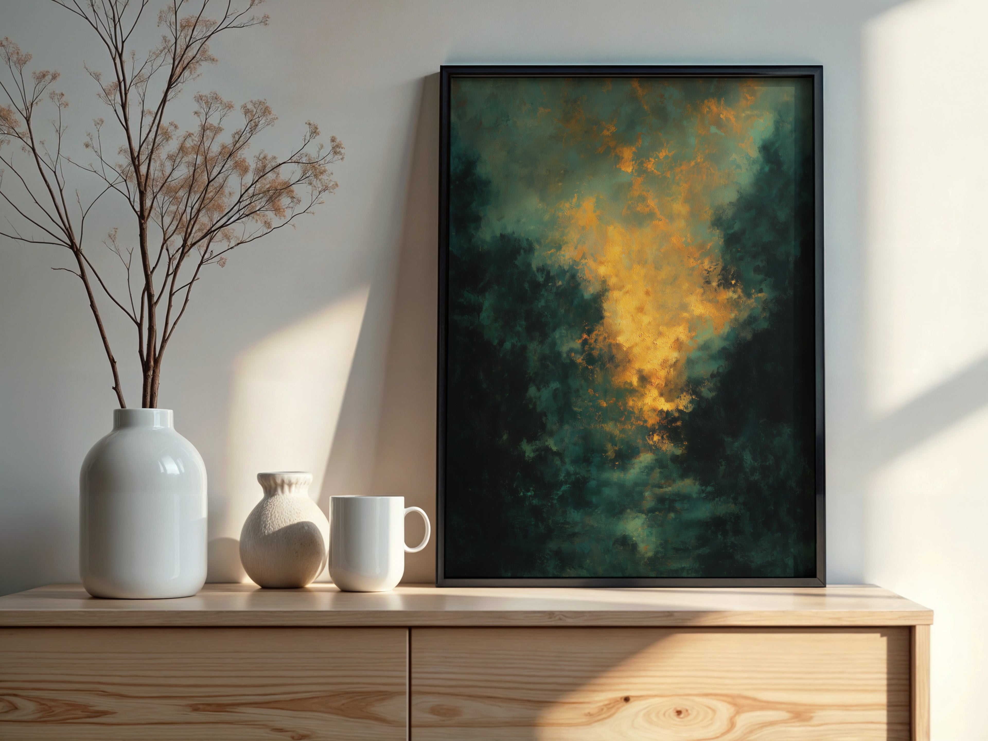 Close-up of Forest Ember Glow showing luminous amber core and enveloping dark green field