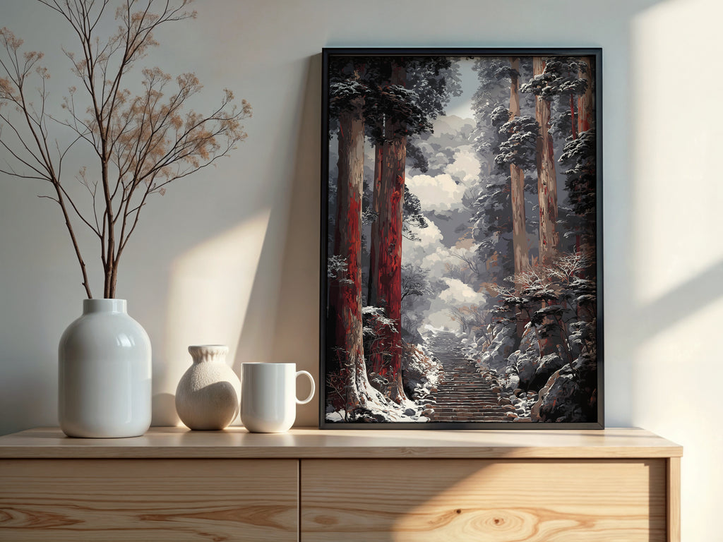 Digital download contents for Snow Cedar Stairway showing JPG and PDF files in 7 sizes