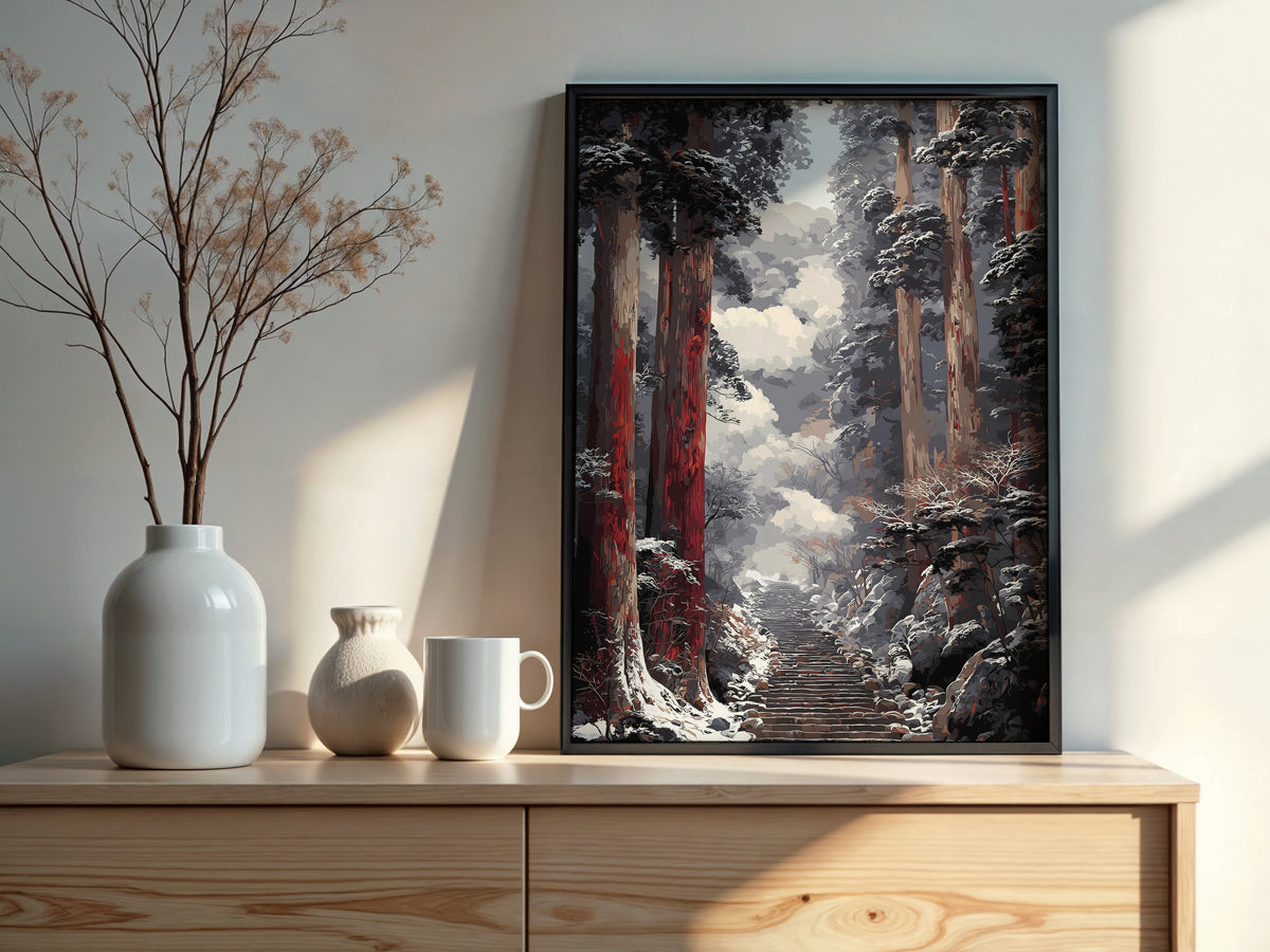 Digital download contents for Snow Cedar Stairway showing JPG and PDF files in 7 sizes