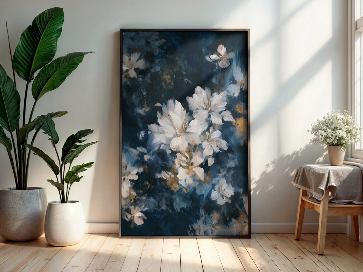Print size guide for Midnight Ivory Blossom wall art