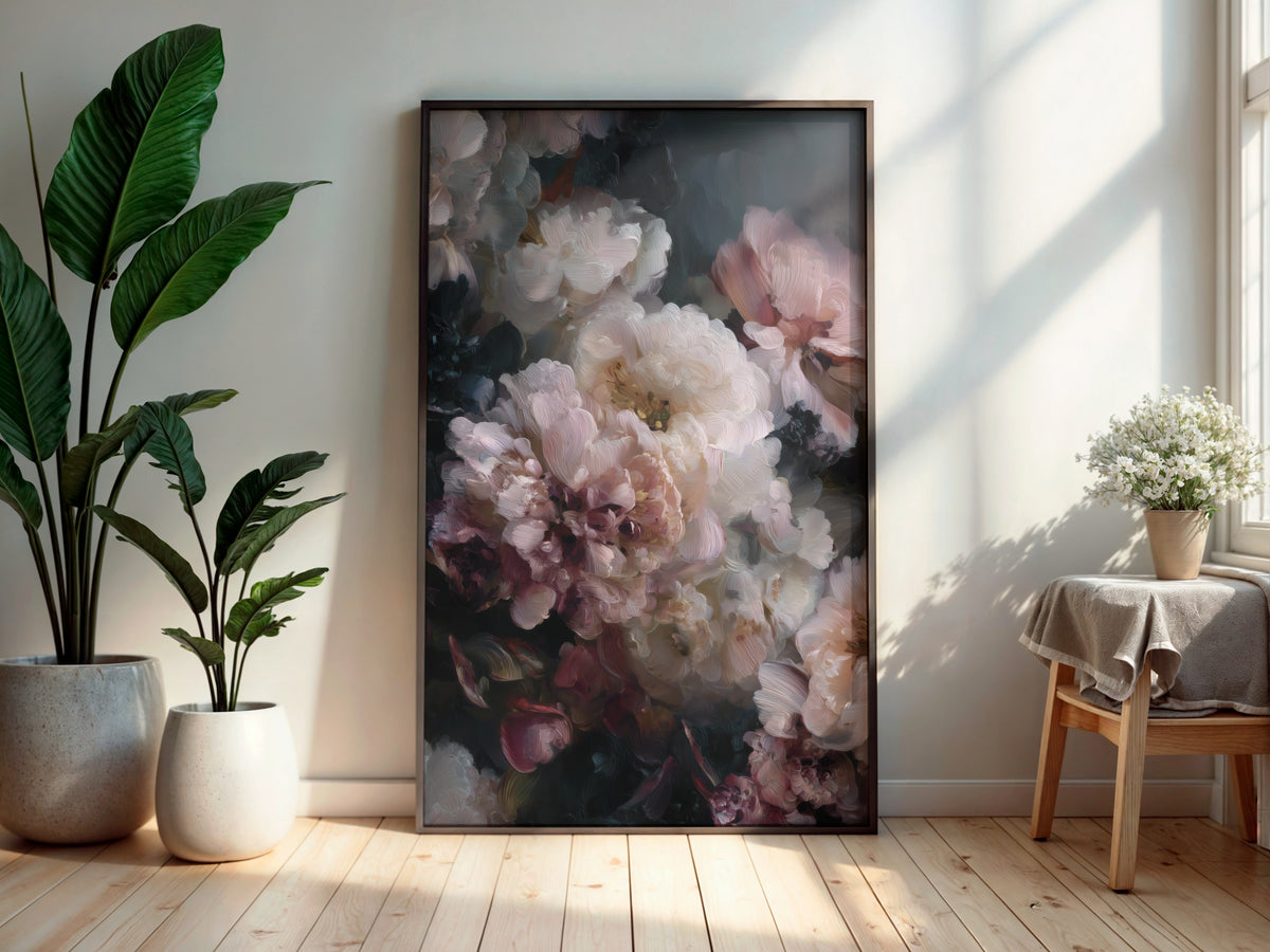 Print size guide for Blush Peony Nocturne wall art