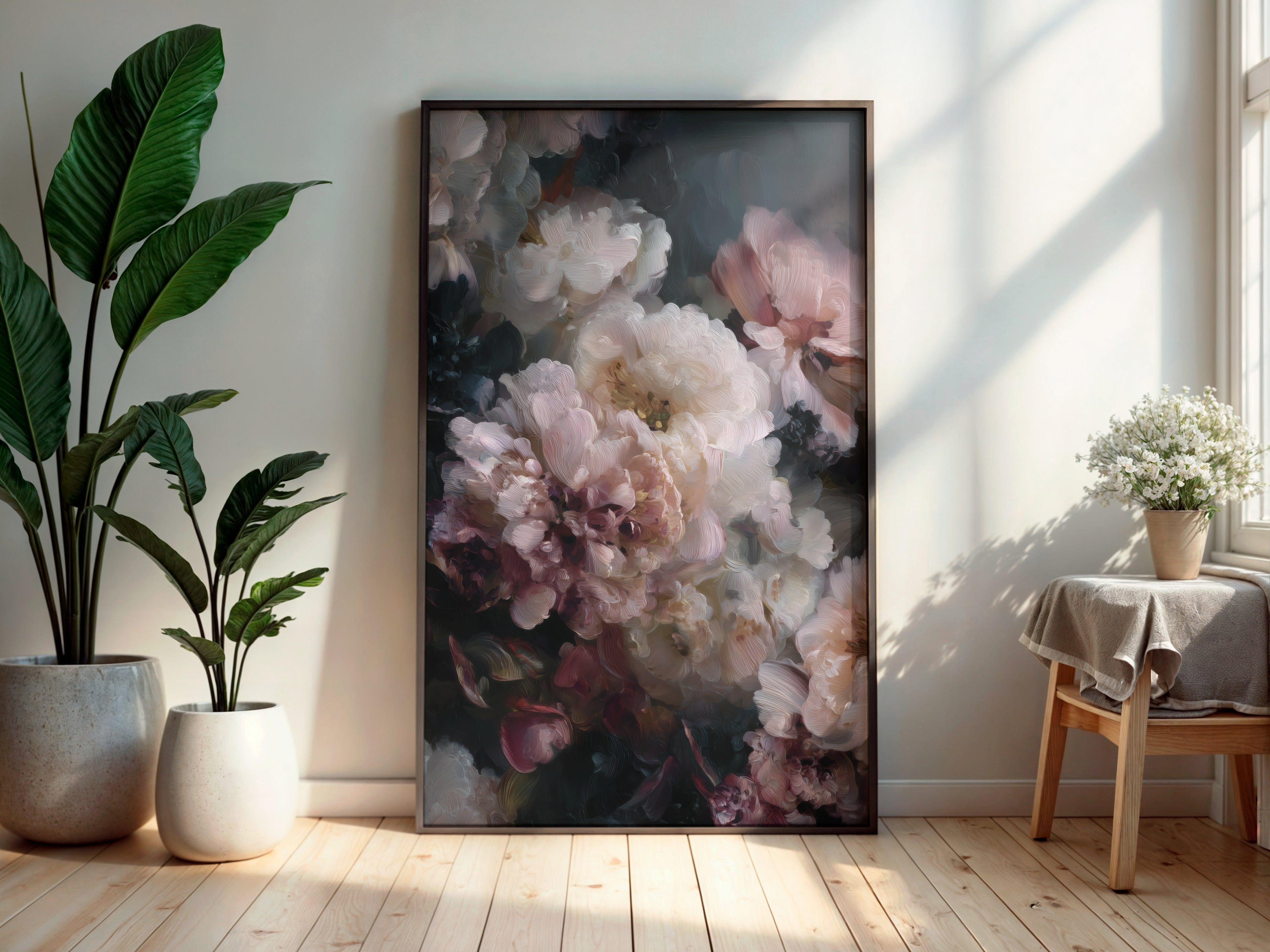 Print size guide for Blush Peony Nocturne wall art