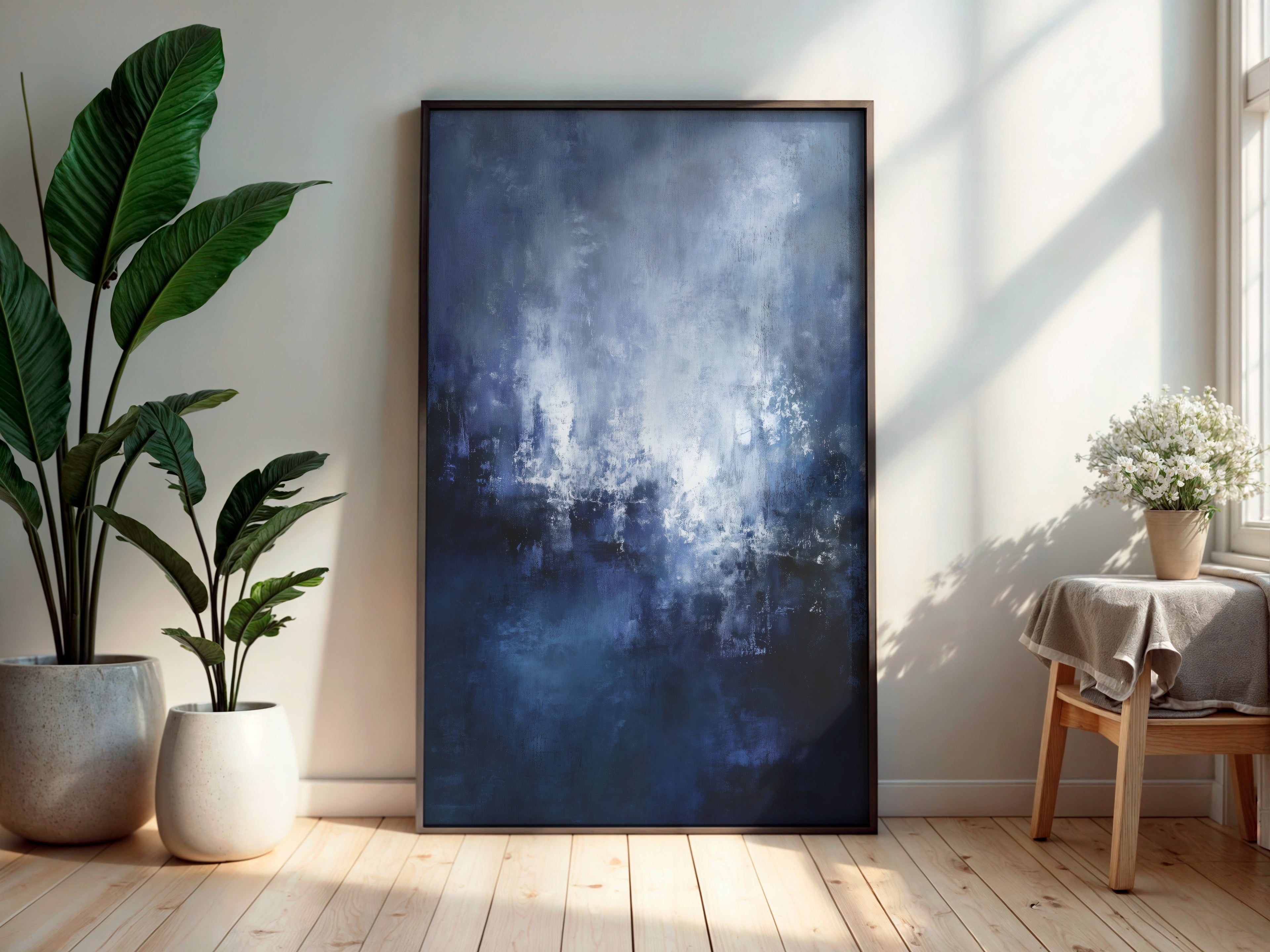 Print size guide for Midnight Silver Veil wall art