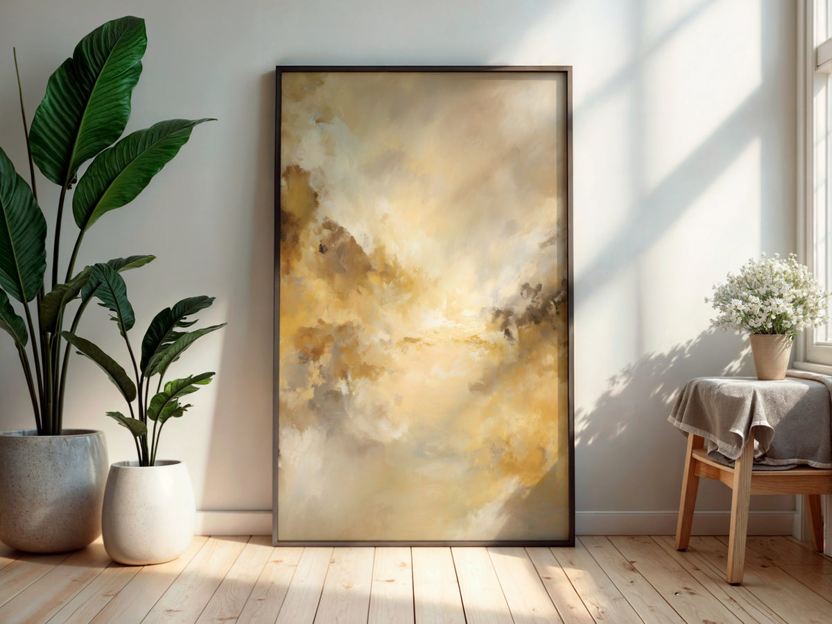 Dune Gold Veil printable wall art displayed in a secondary lifestyle interior setting