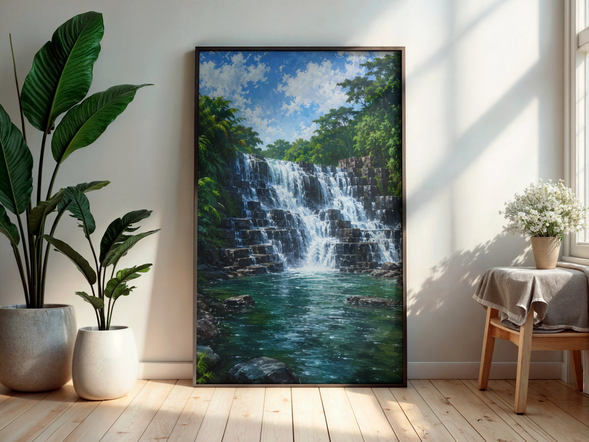 Rochester Falls printable wall art displayed in a secondary lifestyle interior setting