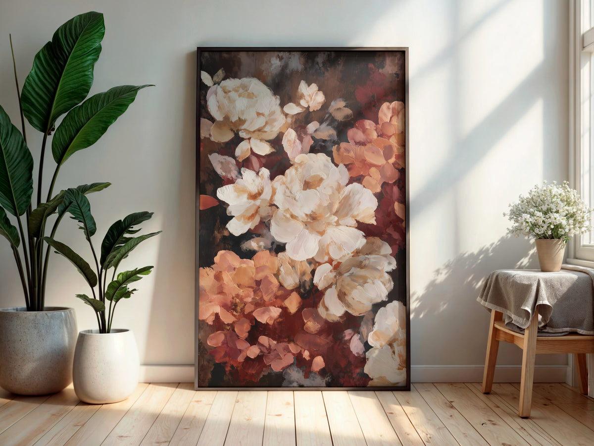 Print size guide for Terracotta Peony Nocturne wall art