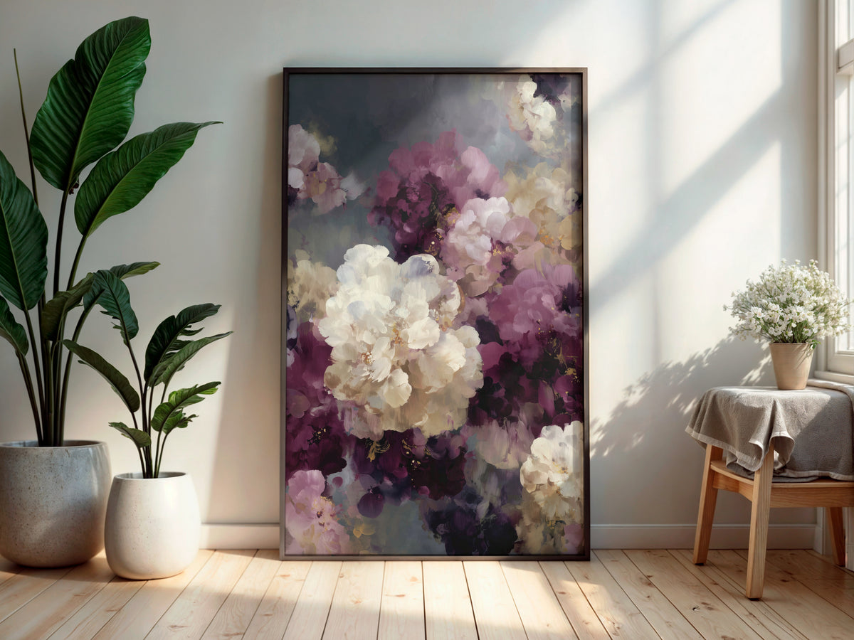 Print size guide for Plum Smoke Bloom wall art