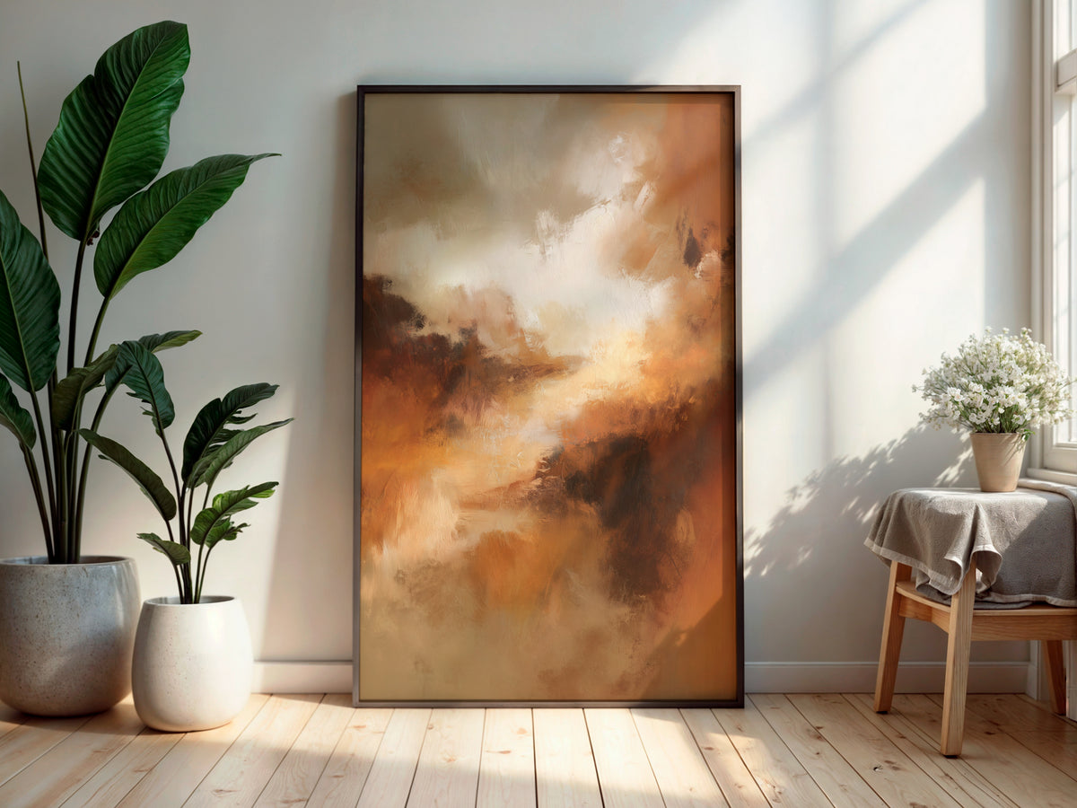Umber Cloud Passage printable wall art displayed in a secondary lifestyle interior setting