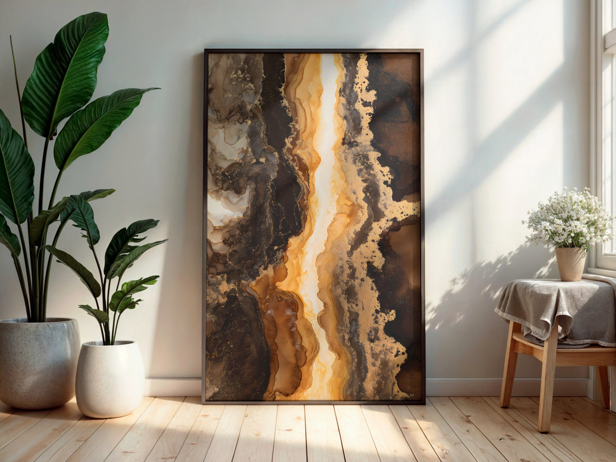 Mocha Gold printable wall art displayed in a secondary lifestyle interior setting