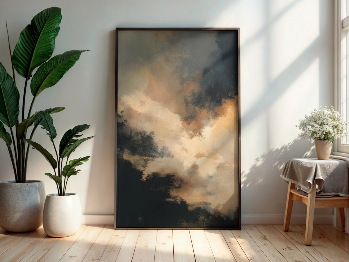Print size guide for Warm Graphite Haze wall art
