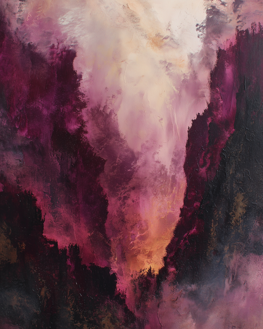 Mauve Ember Haze, an atmospheric abstract art print of mauve and ember haze